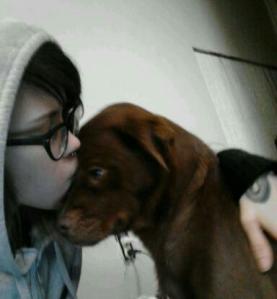 Elsa gets a kiss.  (Photo submitted by Ms. Faulkner.)