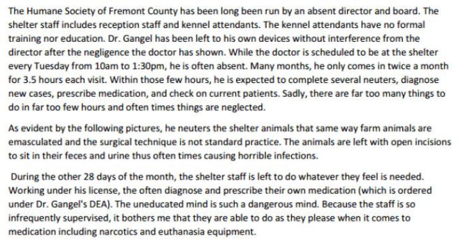 Excerpt from volunteers' complaint against the HS of Fremont Co (click to enlarge)