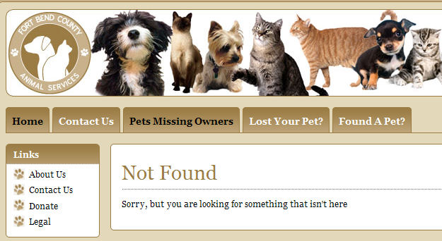 Screengrab from FortBendCountyPets.com