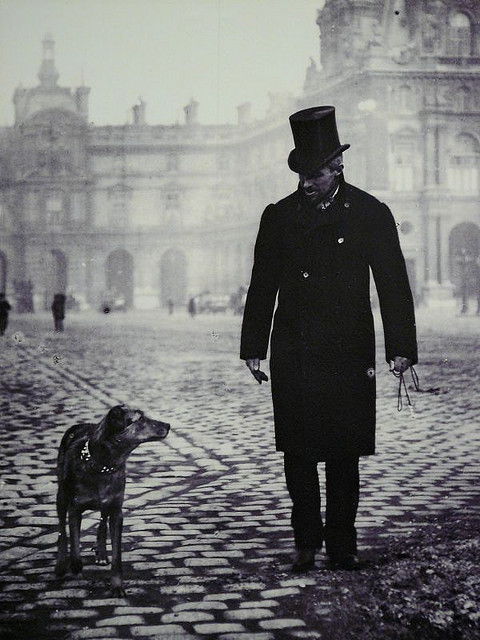 Paris, 1892 "Gustave Caillebotte et son chien Bergere sur la place du Carrousel"